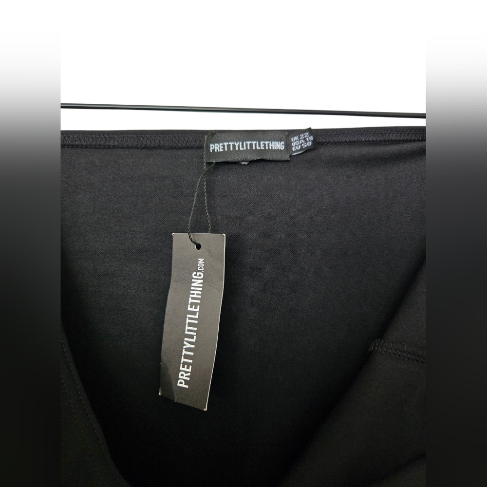 NWT PrettyLittleThing Black One-Shoulder Cocktail Gown Size 18 - Picture 5 of 10